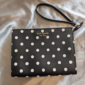 Kate Spade New York Spencer Sunshine Dot Gusseted Wristlet - Black and White